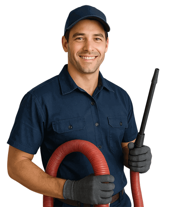 Jacinto City TX Air Ducts Cleaning technician holding HVAC tools